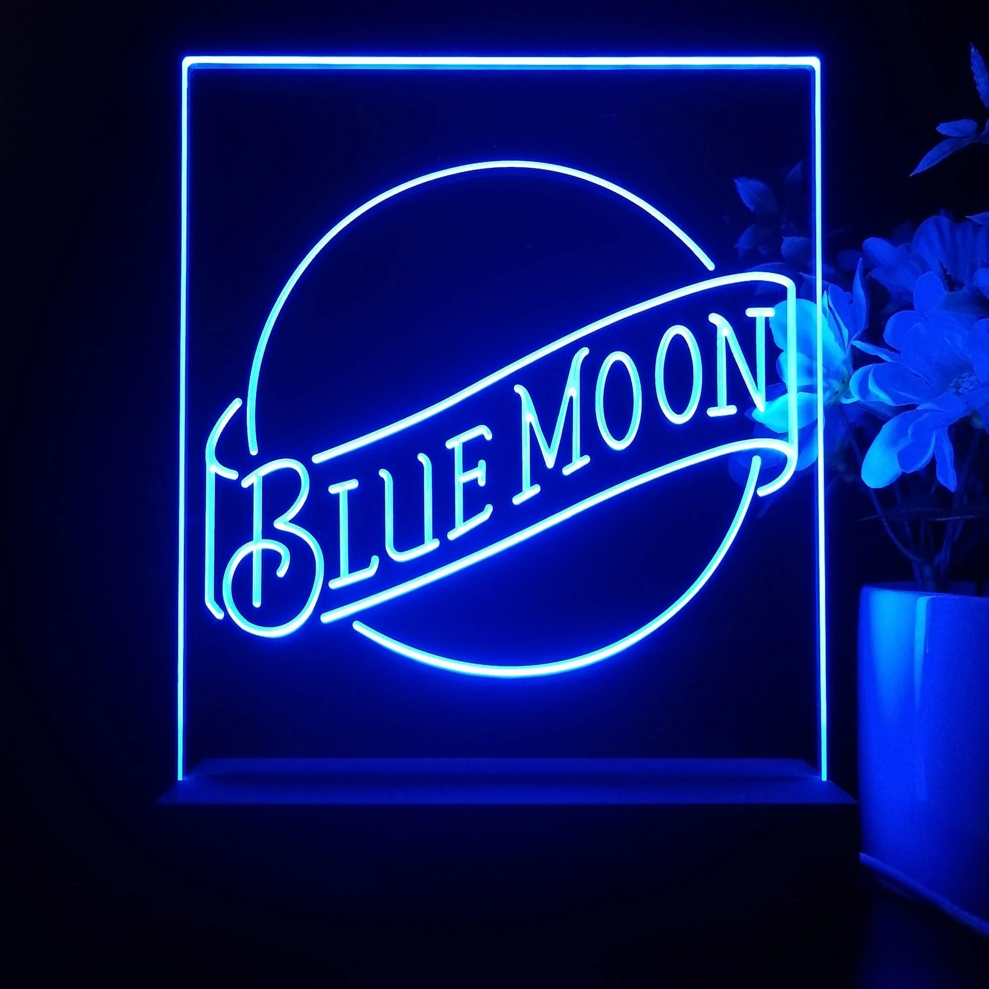 Blue Moon Beer Bar 3D Illusion Night Light Desk Lamp - Image 3