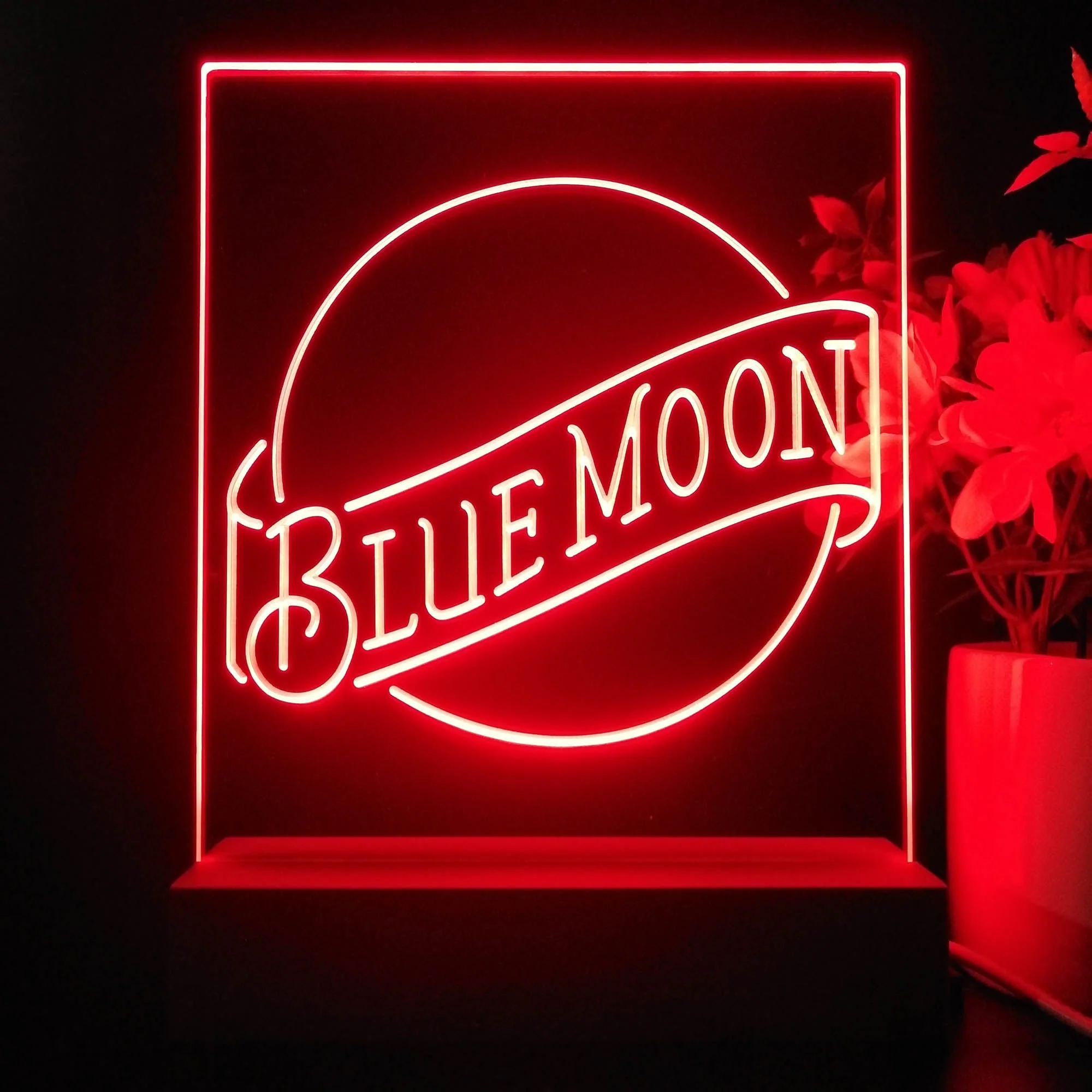 Blue Moon Beer Bar 3D Illusion Night Light Desk Lamp - Image 4