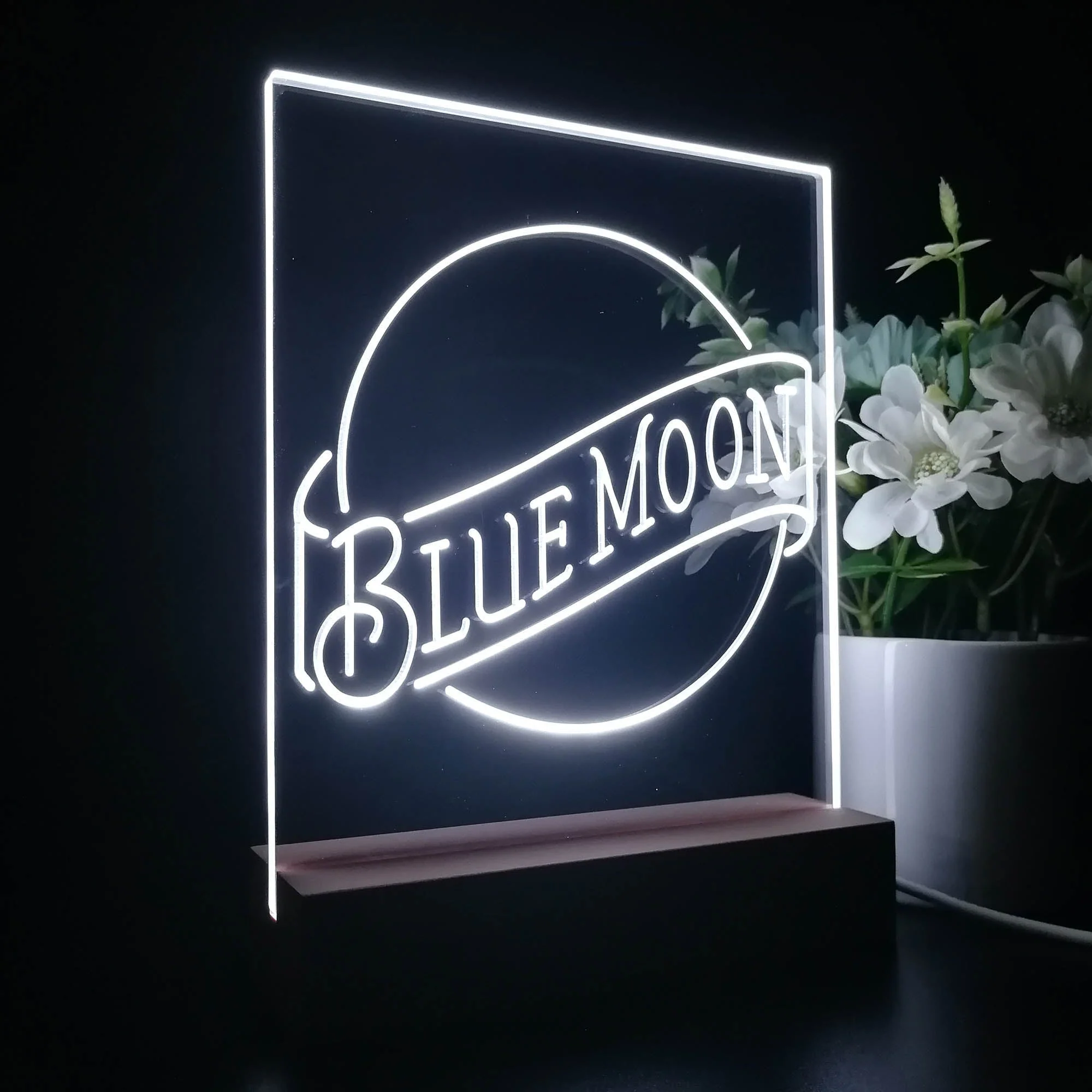 Blue Moon Beer Bar 3D Illusion Night Light Desk Lamp - Image 5