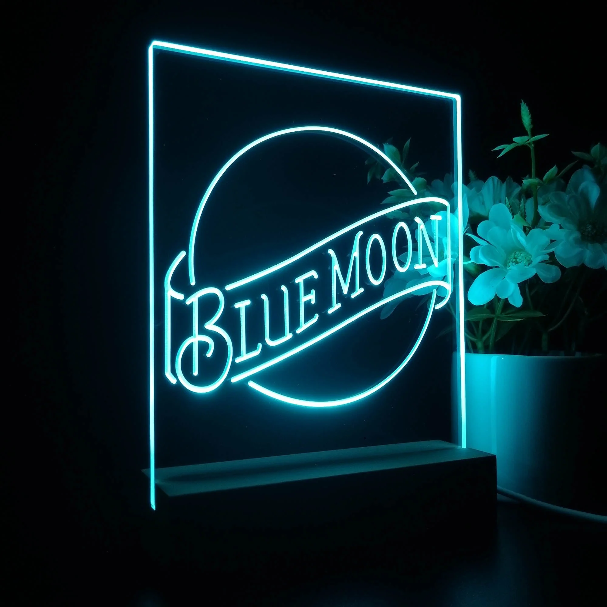 Blue Moon Beer Bar 3D Illusion Night Light Desk Lamp - Image 7