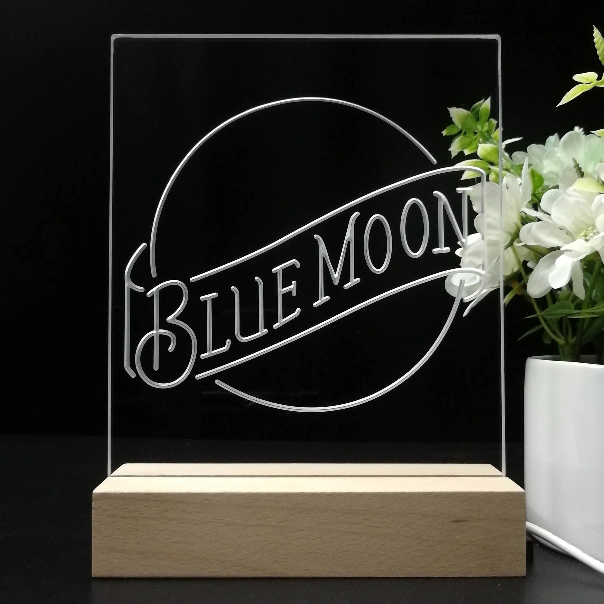Blue Moon Beer Bar 3D Illusion Night Light Desk Lamp - Image 8