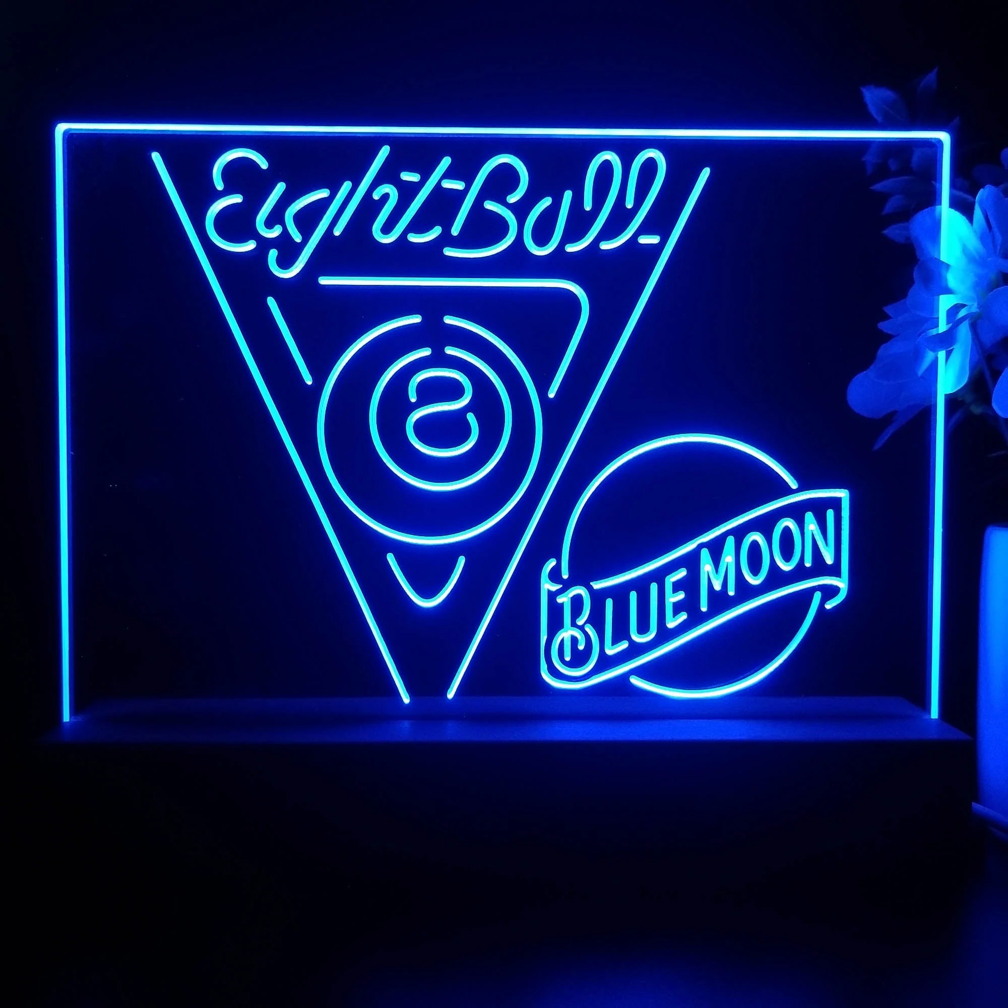 Blue Moon Eight Ball Pool Snooker Room Neon Sign Pub Bar Lamp - Image 3
