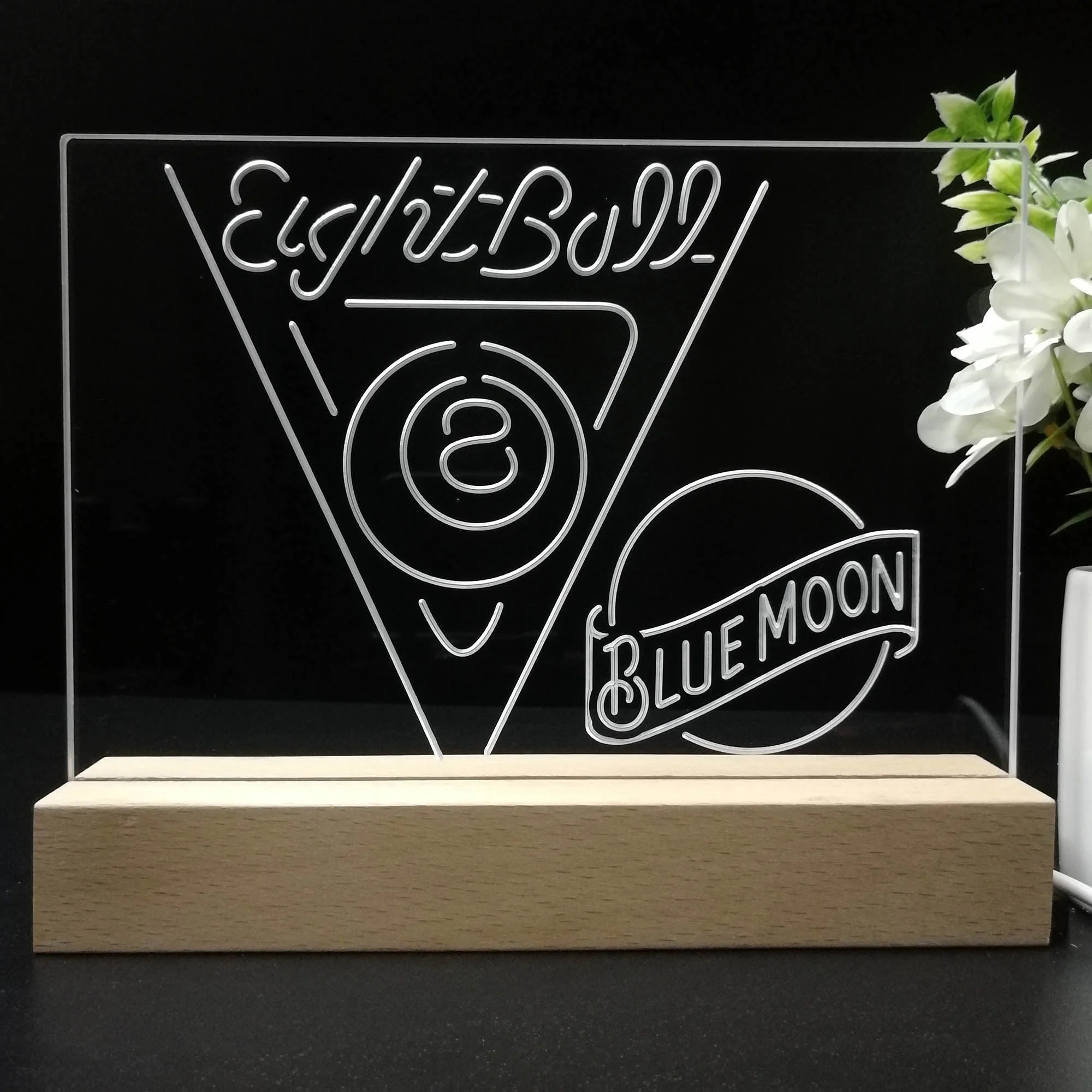 Blue Moon Eight Ball Pool Snooker Room Neon Sign Pub Bar Lamp - Image 8