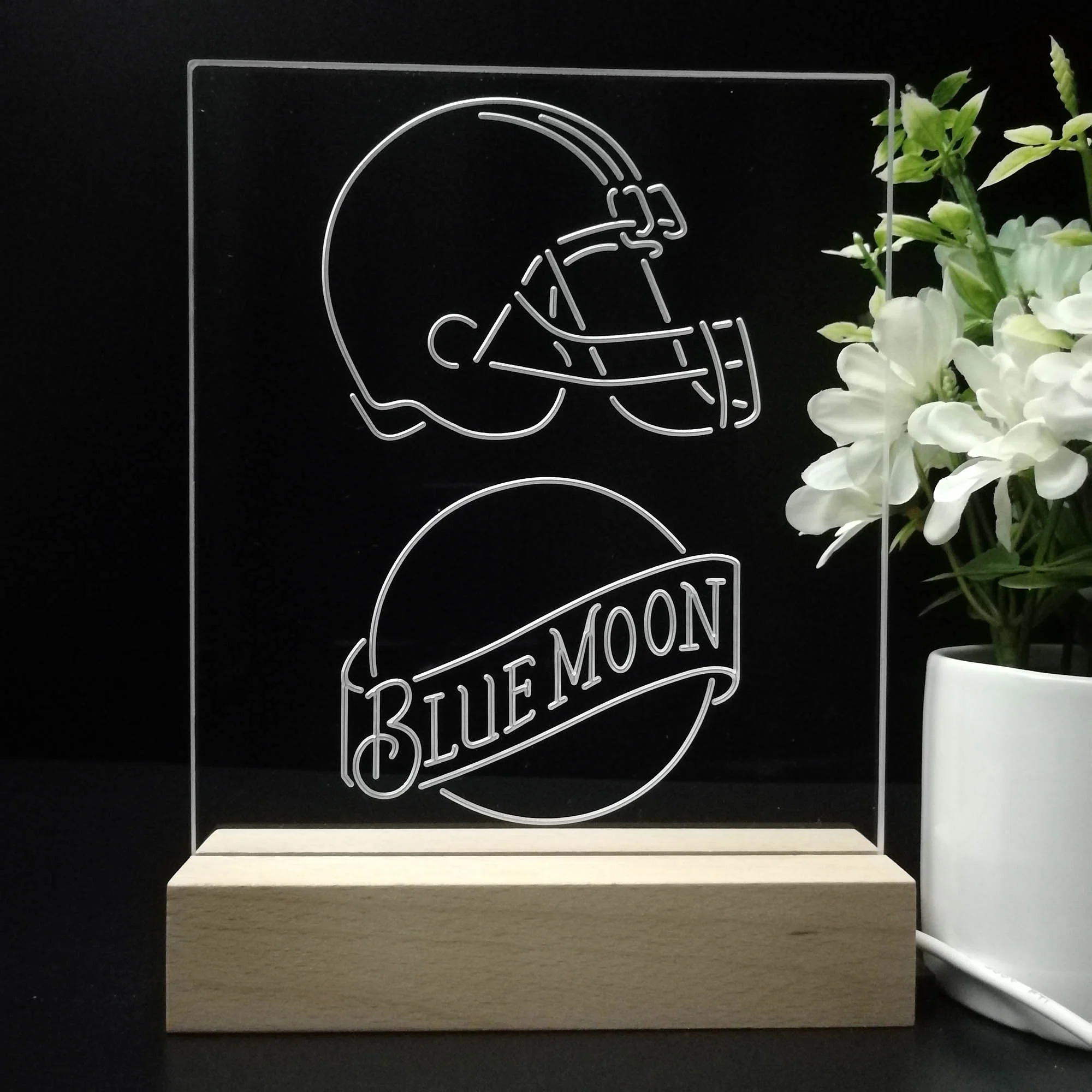 Cleveland Browns Blue Moon Neon Sign Pub Bar Lamp - Image 8