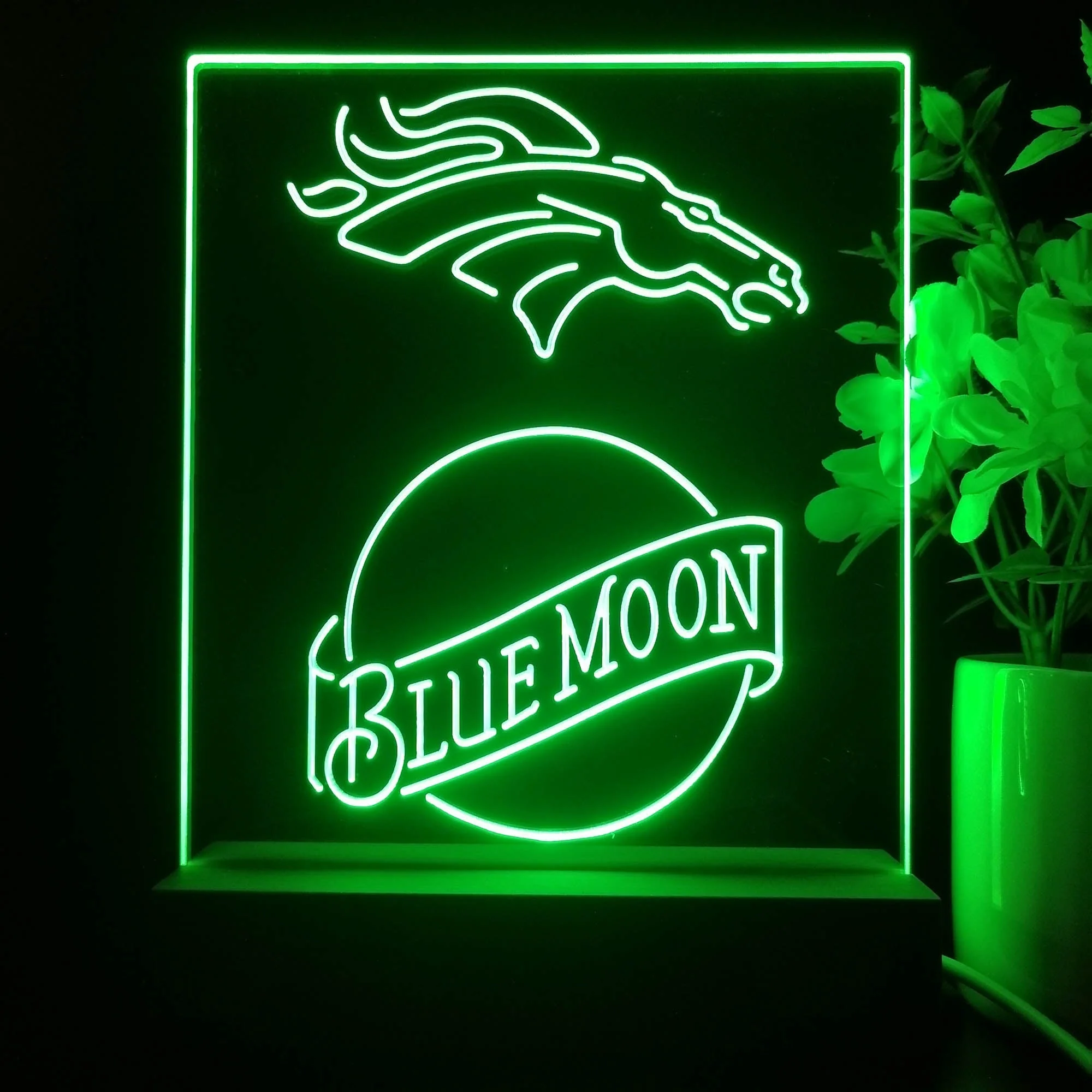 Denver Broncos Blue Moon Neon Sign Pub Bar Lamp - Image 3