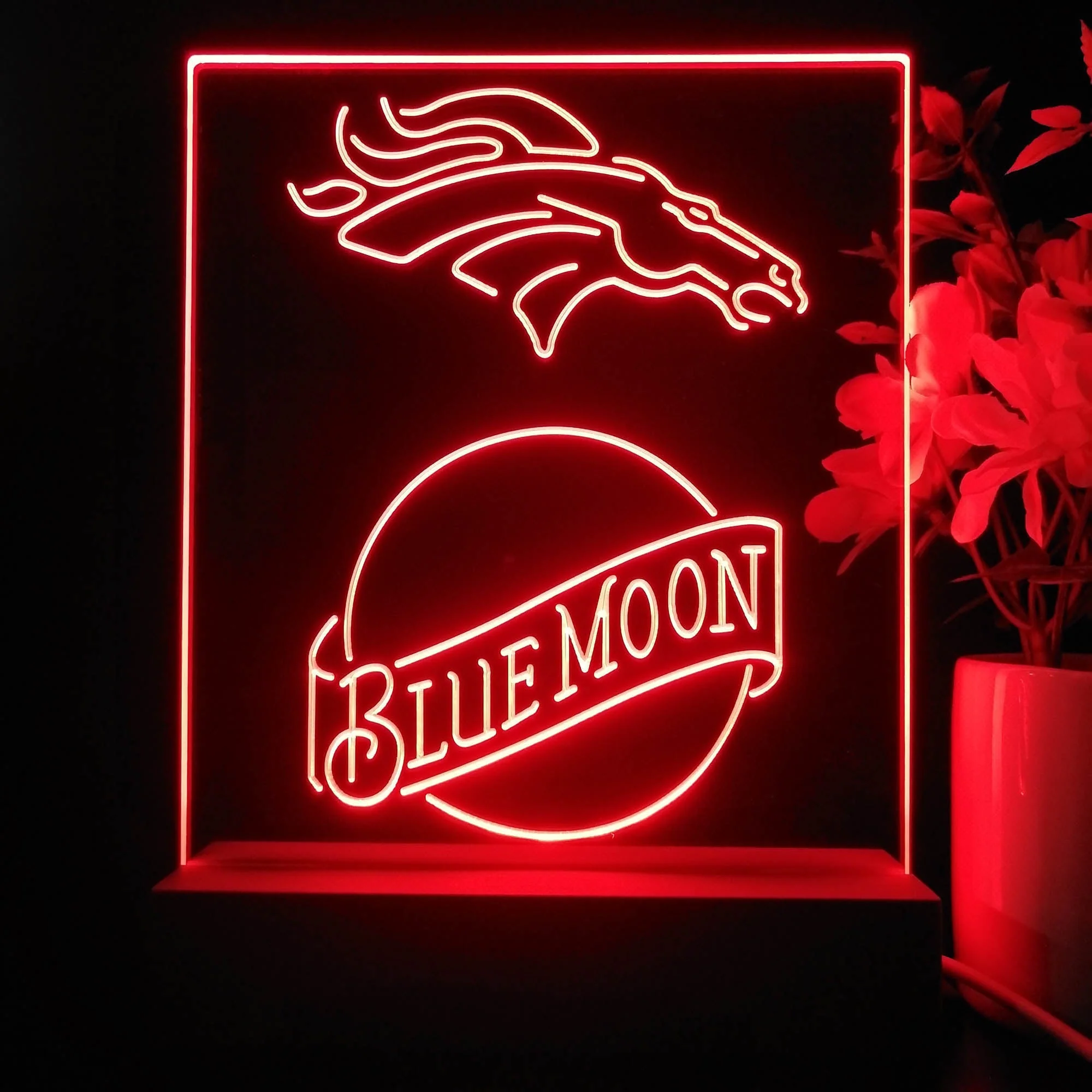 Denver Broncos Blue Moon Neon Sign Pub Bar Lamp - Image 4