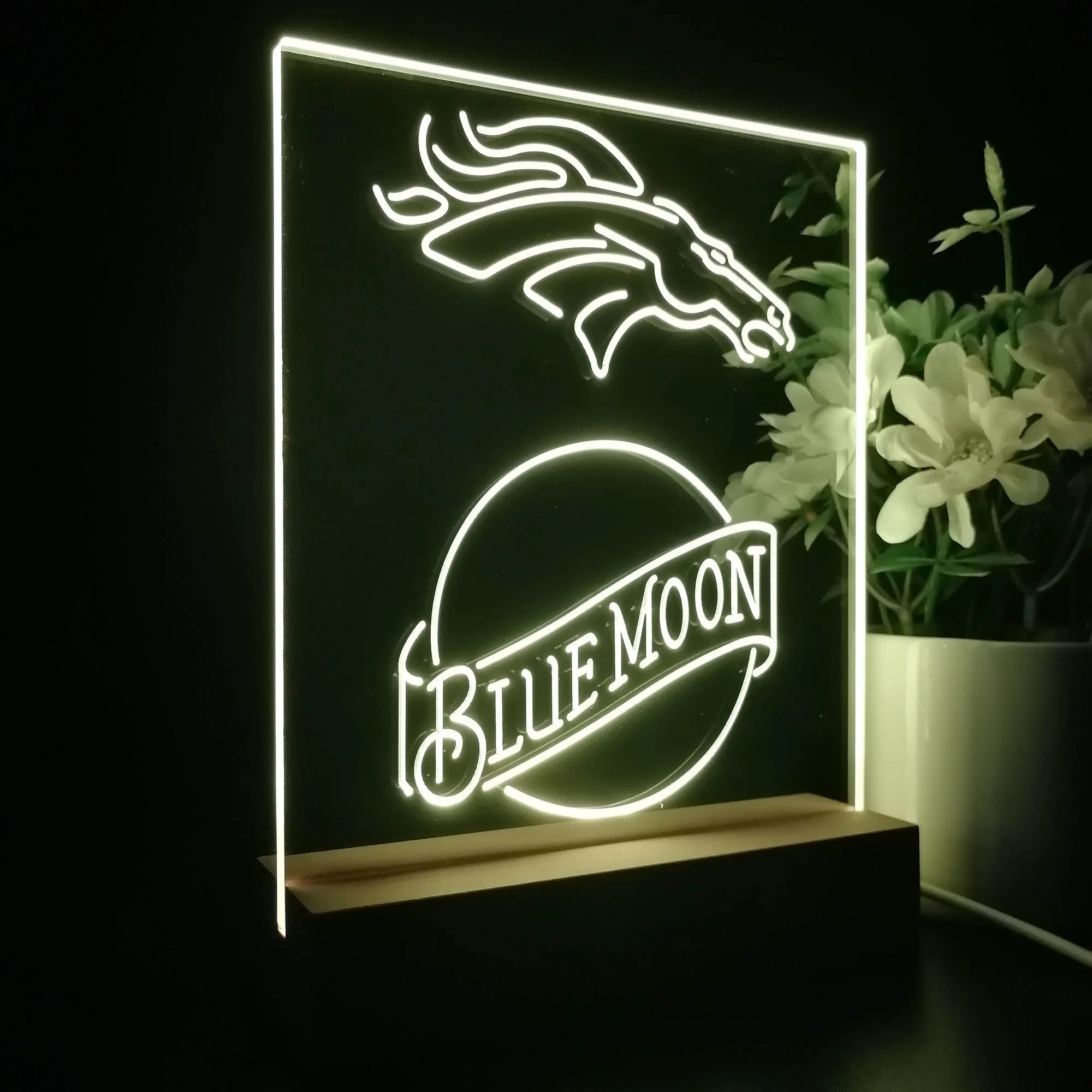 Denver Broncos Blue Moon Neon Sign Pub Bar Lamp - Image 5