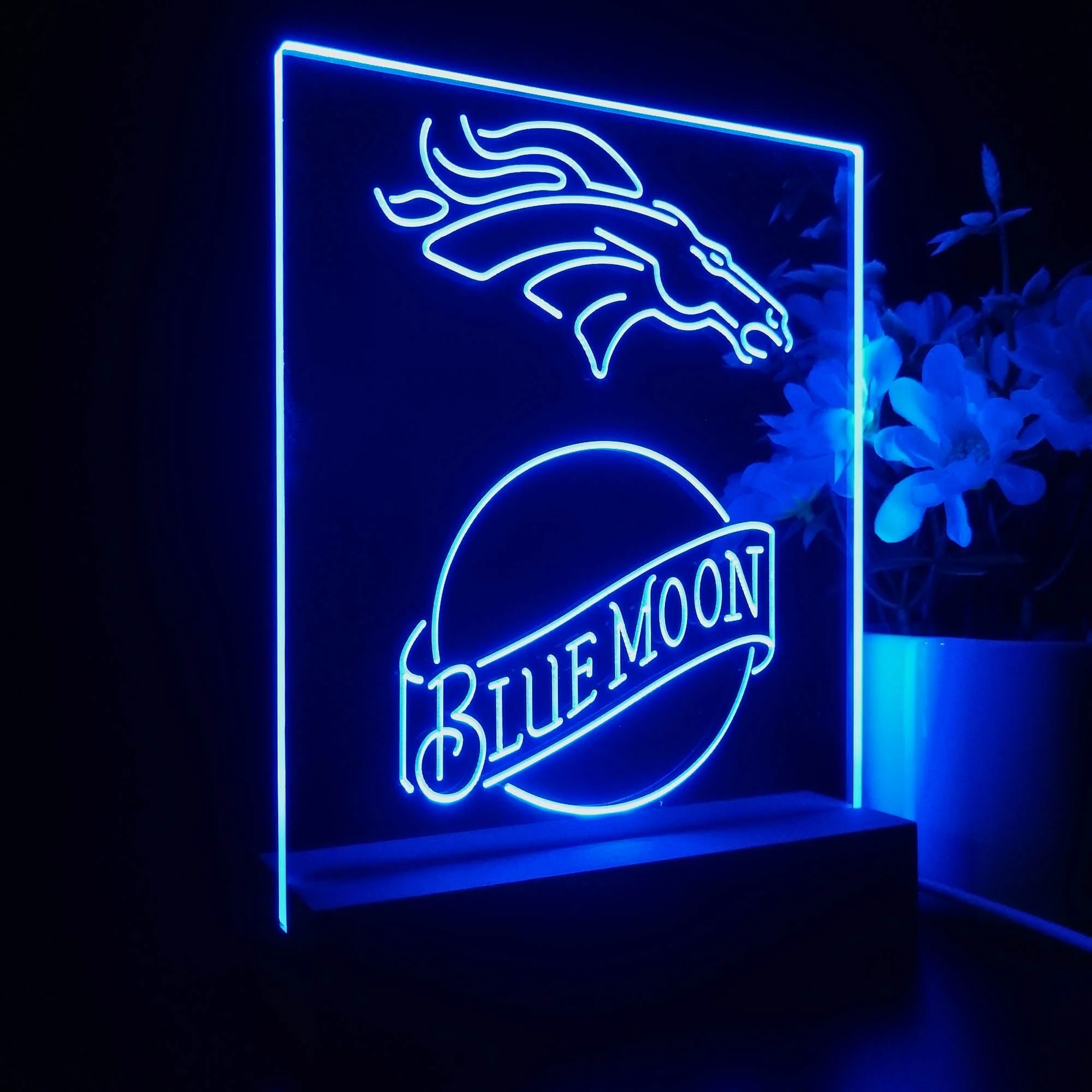 Denver Broncos Blue Moon Neon Sign Pub Bar Lamp - Image 7