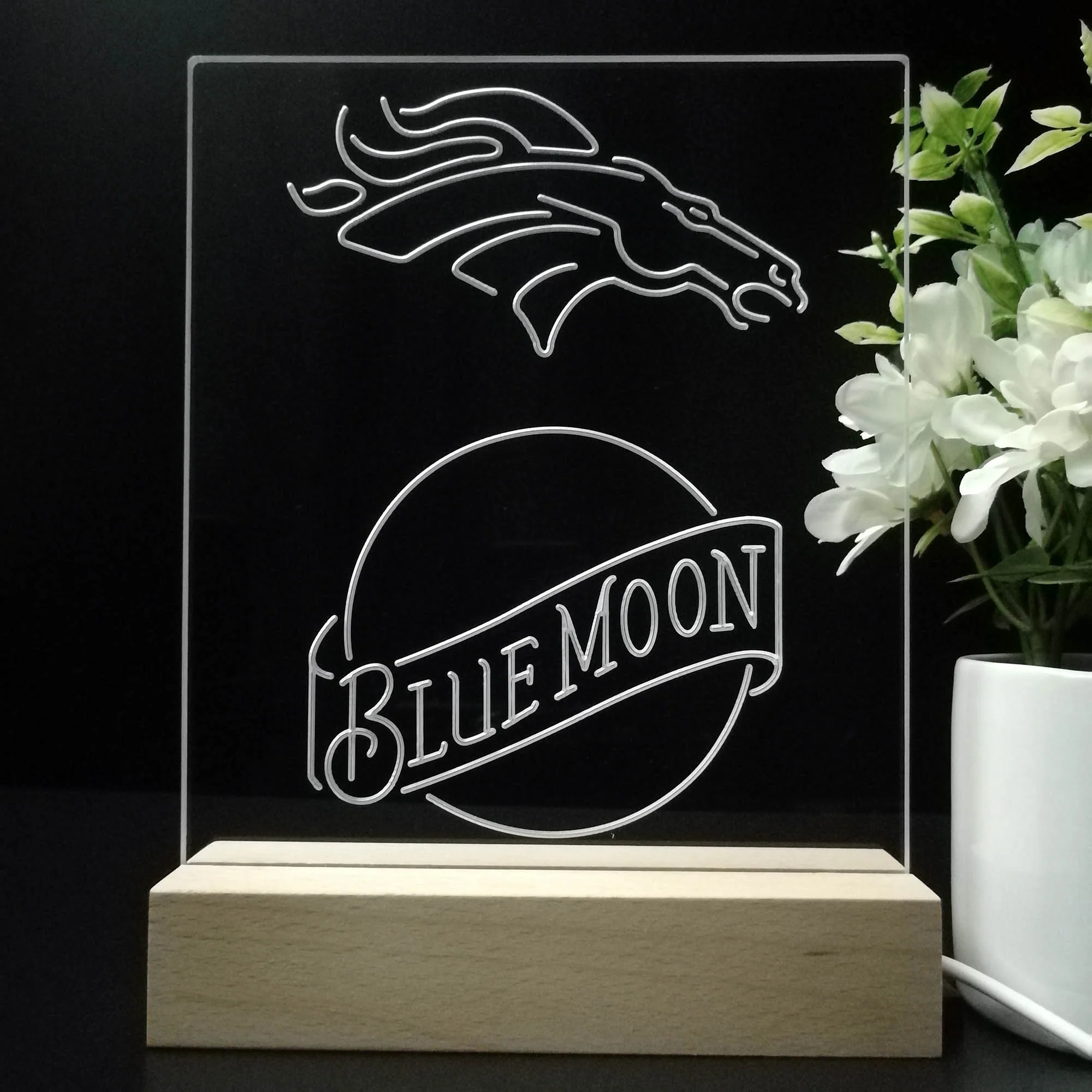 Denver Broncos Blue Moon Neon Sign Pub Bar Lamp - Image 8