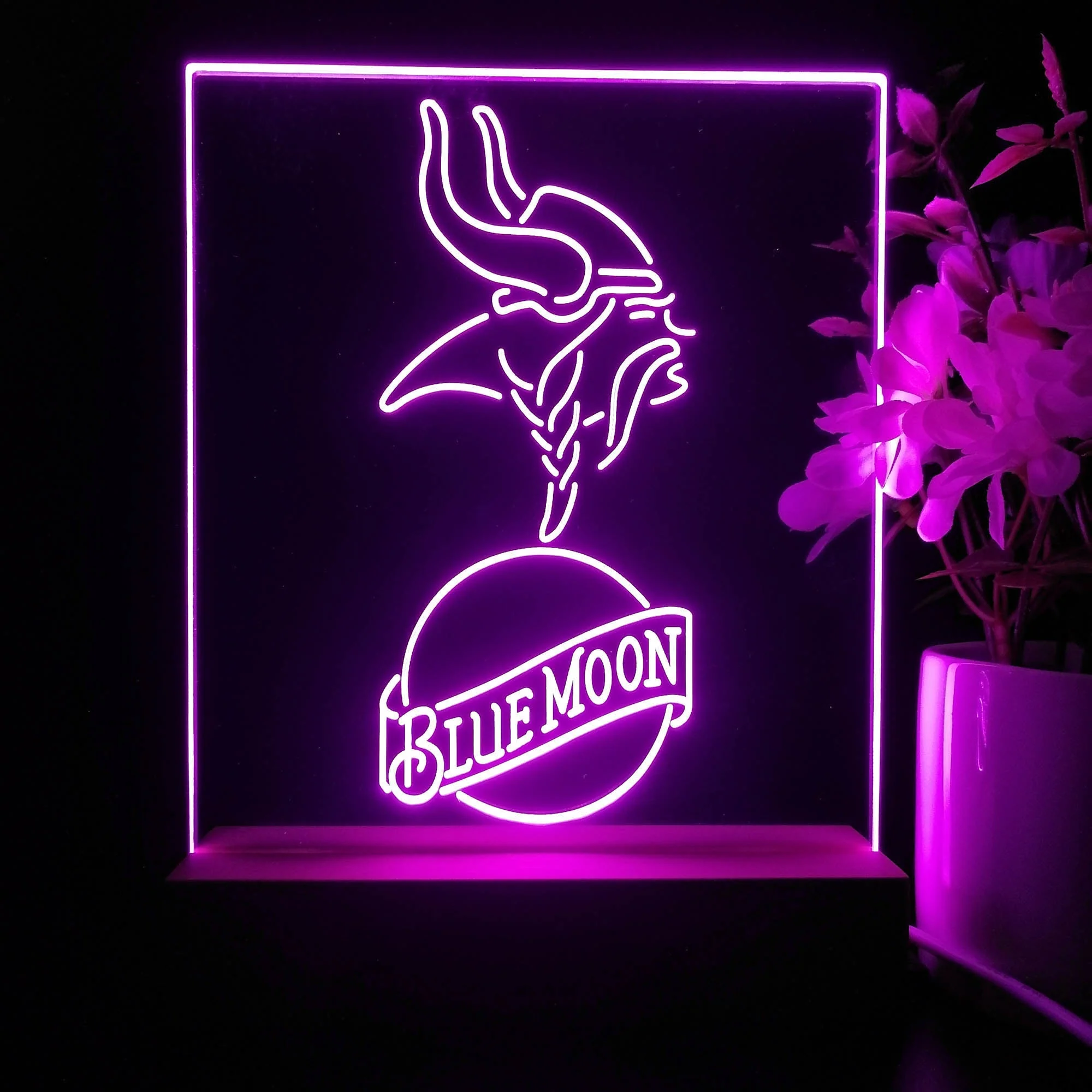 Minnesota Vikings Blue Moon Neon Sign Pub Bar Lamp - Image 3