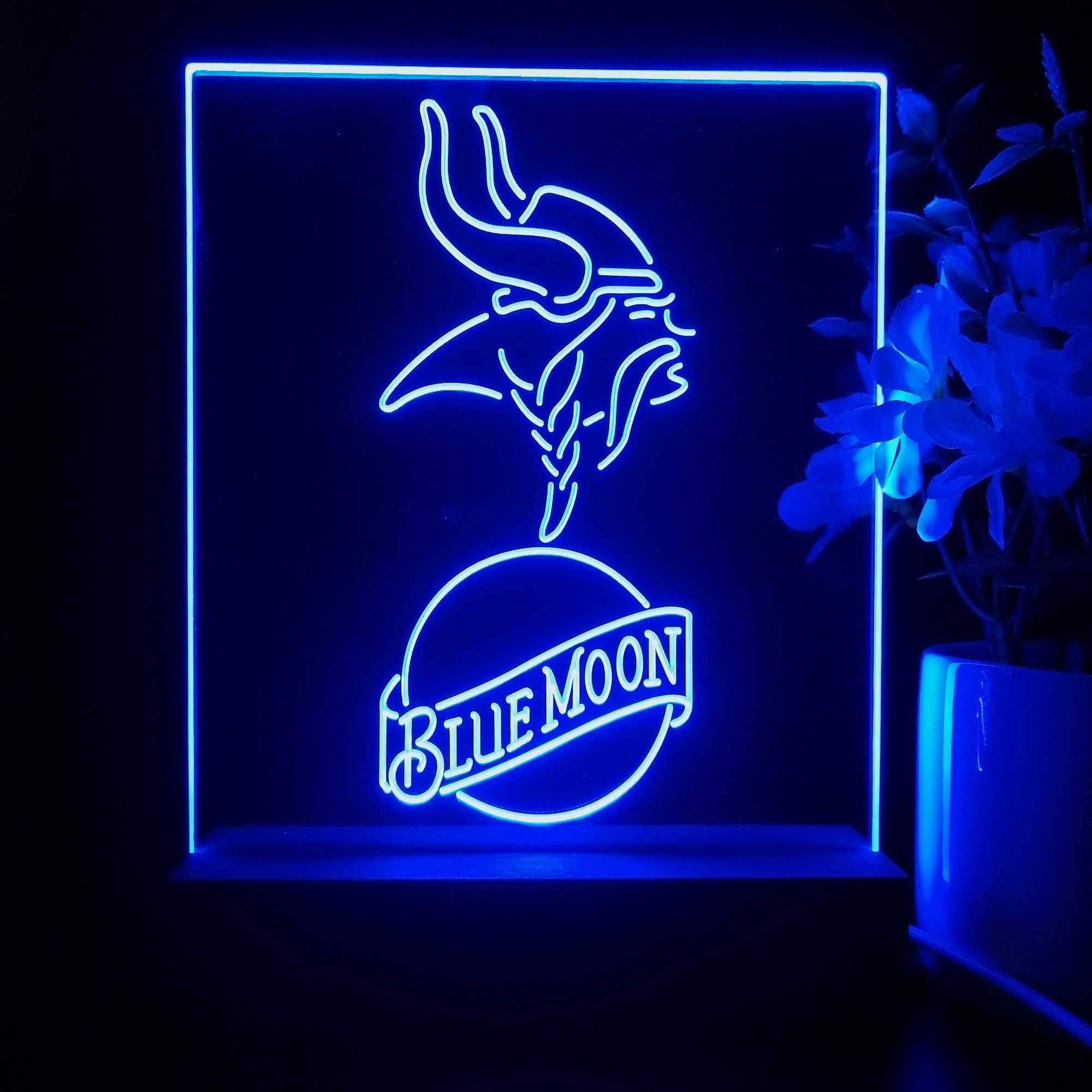 Minnesota Vikings Blue Moon Neon Sign Pub Bar Lamp - Image 4