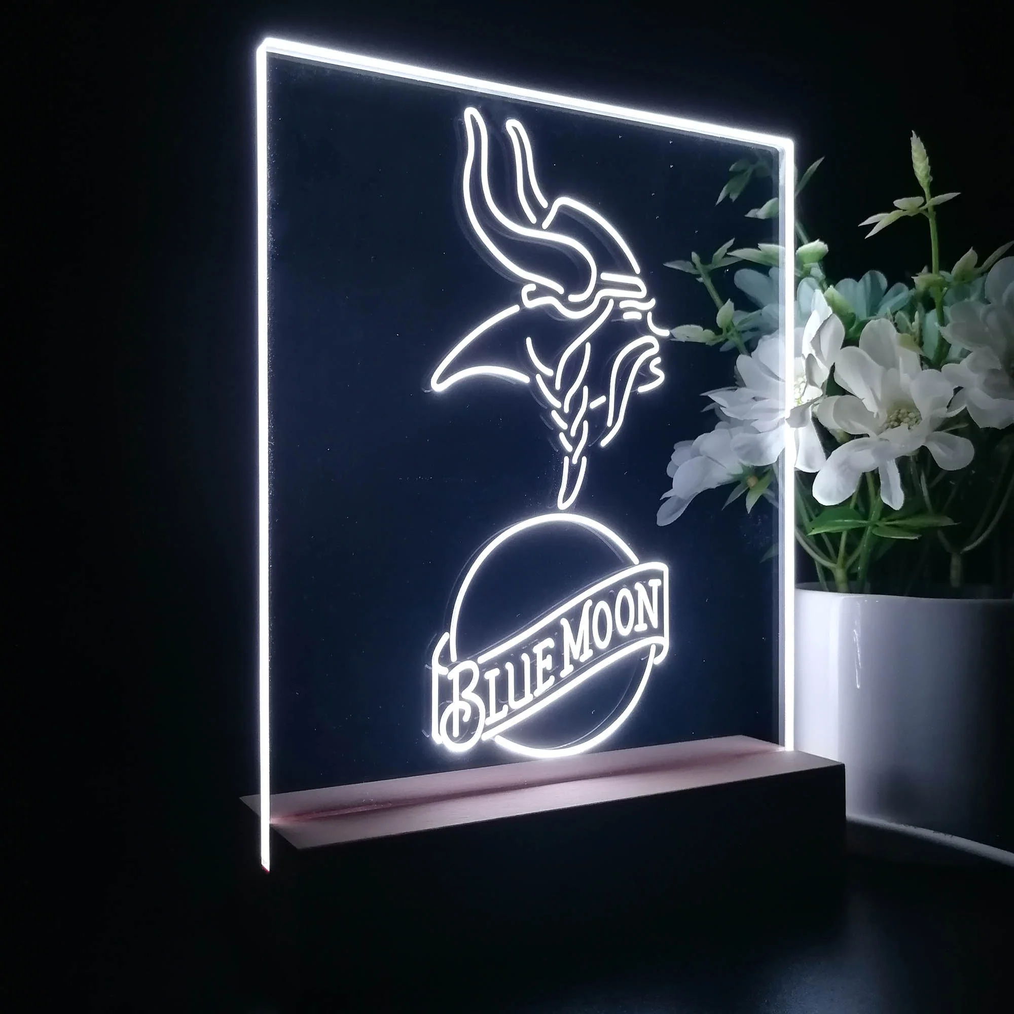 Minnesota Vikings Blue Moon Neon Sign Pub Bar Lamp - Image 5