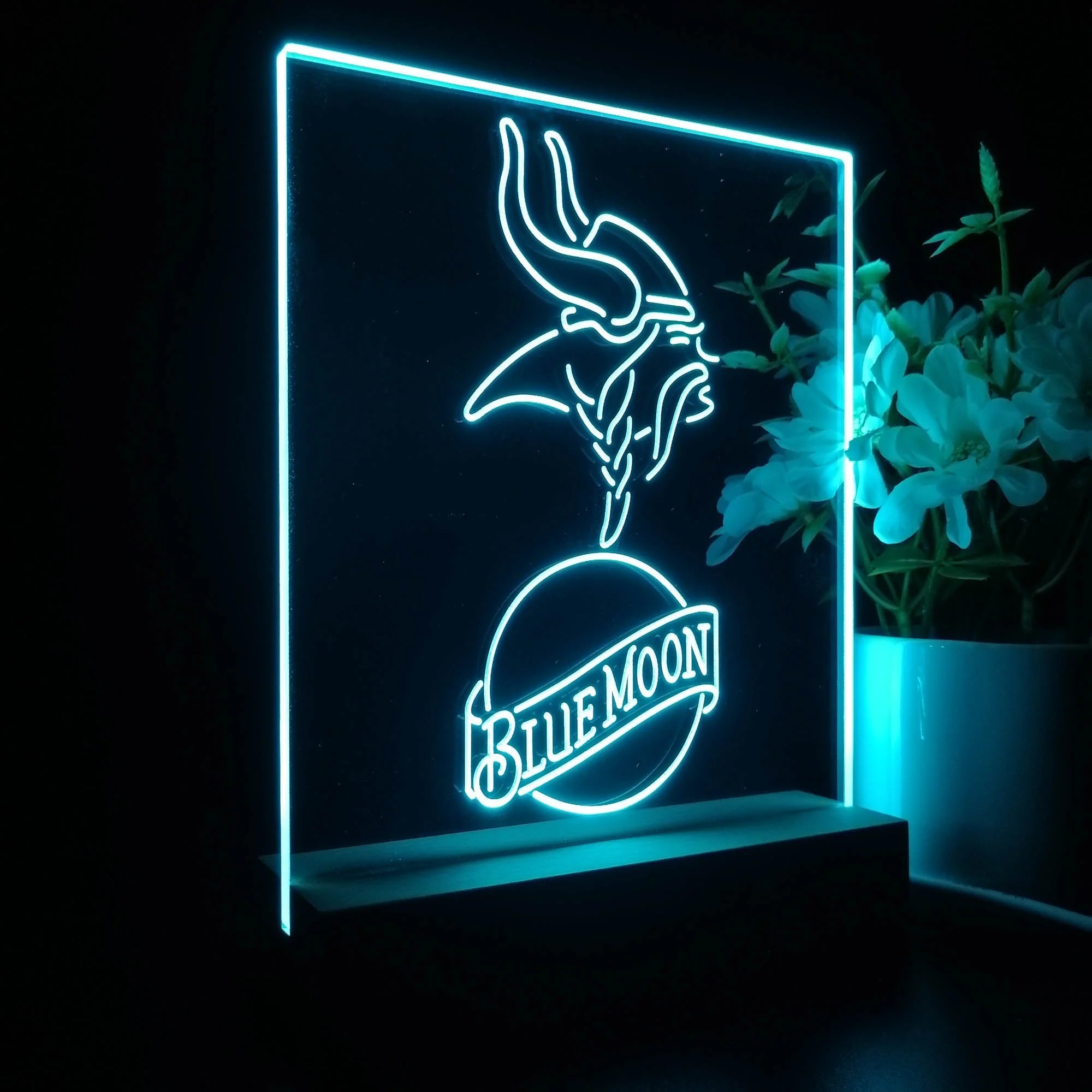 Minnesota Vikings Blue Moon Neon Sign Pub Bar Lamp - Image 6