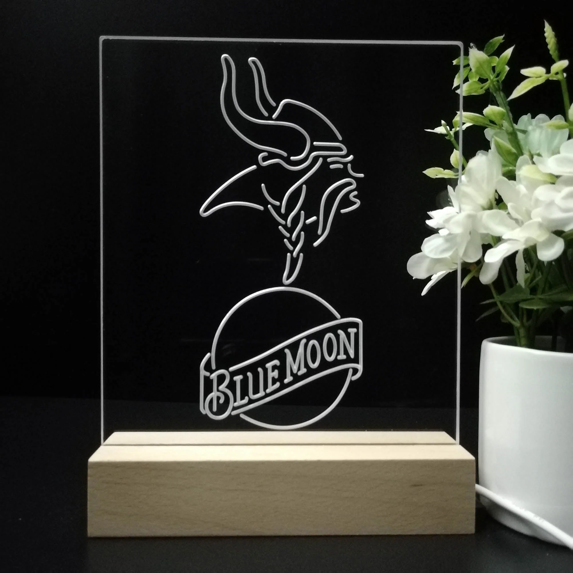 Minnesota Vikings Blue Moon Neon Sign Pub Bar Lamp - Image 8