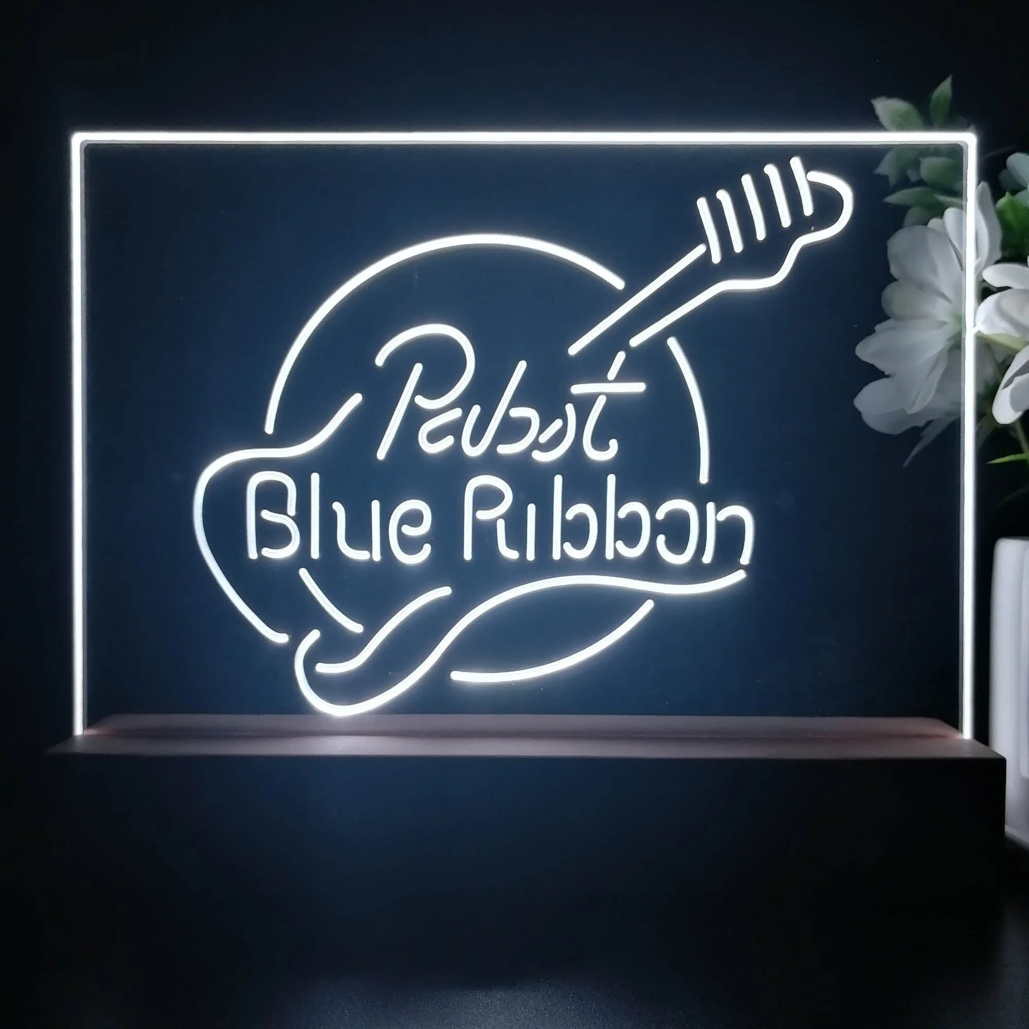 Pabst Blue Ribbon Guitar Neon Sign Pub Bar Decor Lamp - Image 4