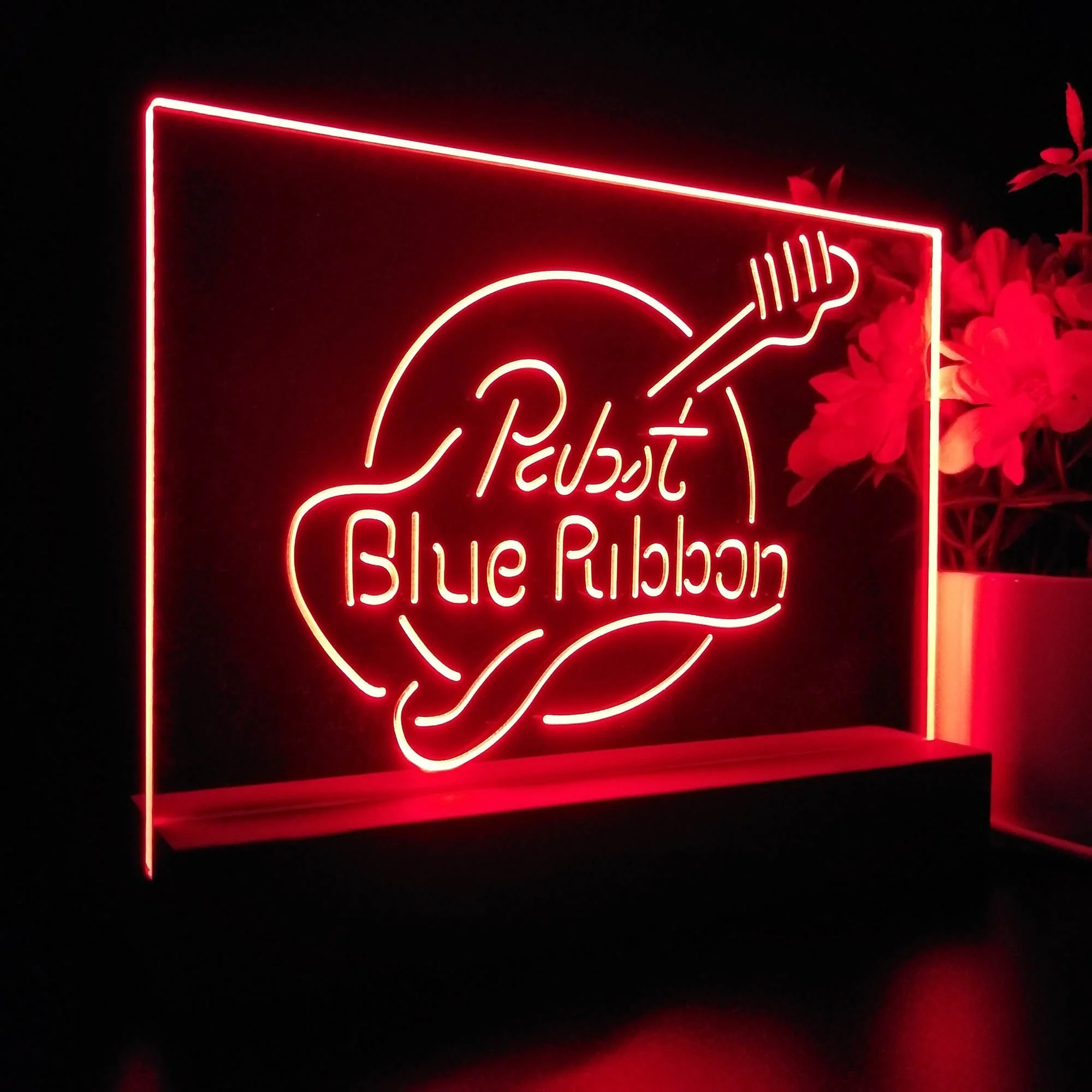 Pabst Blue Ribbon Guitar Neon Sign Pub Bar Decor Lamp - Image 6