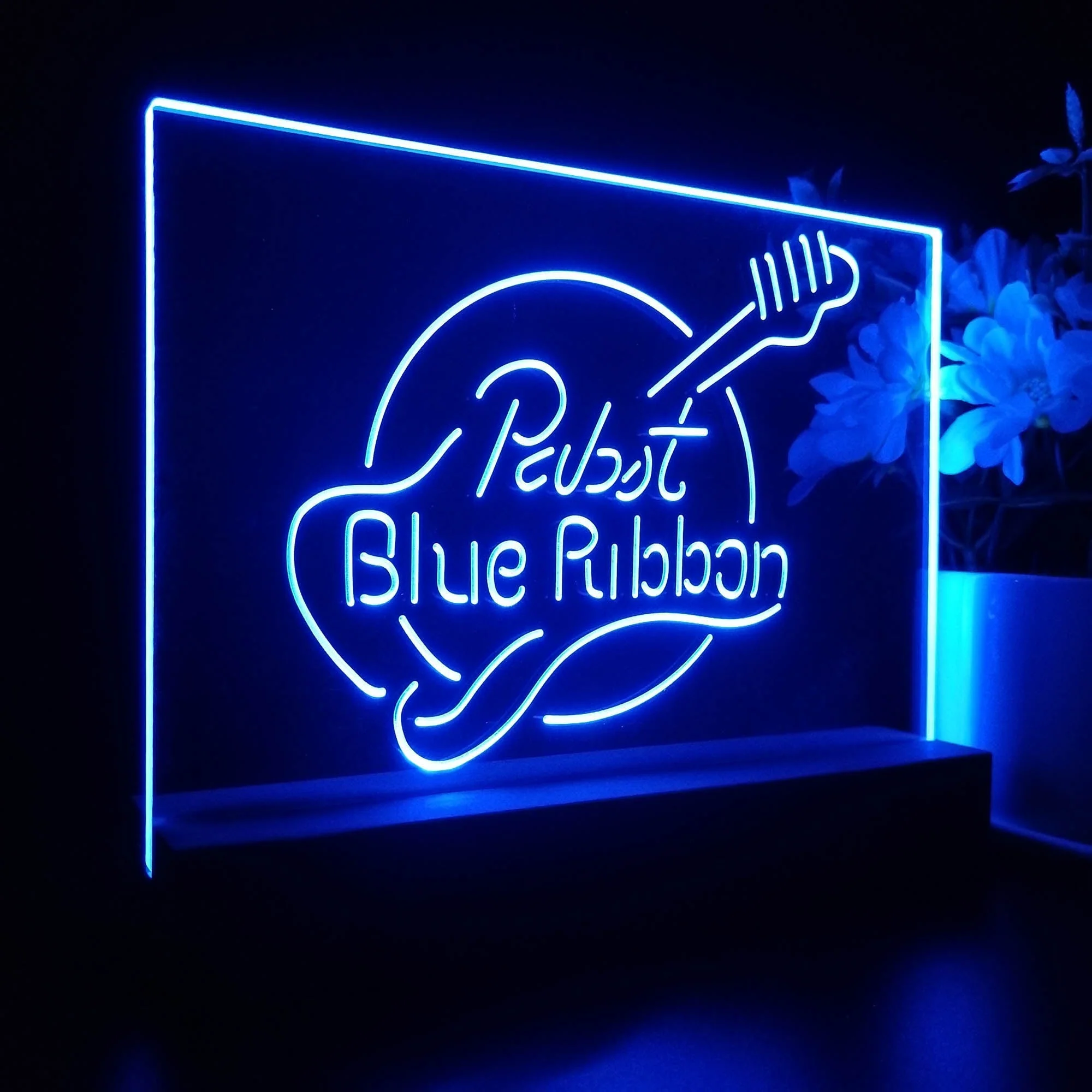 Pabst Blue Ribbon Guitar Neon Sign Pub Bar Decor Lamp - Image 7