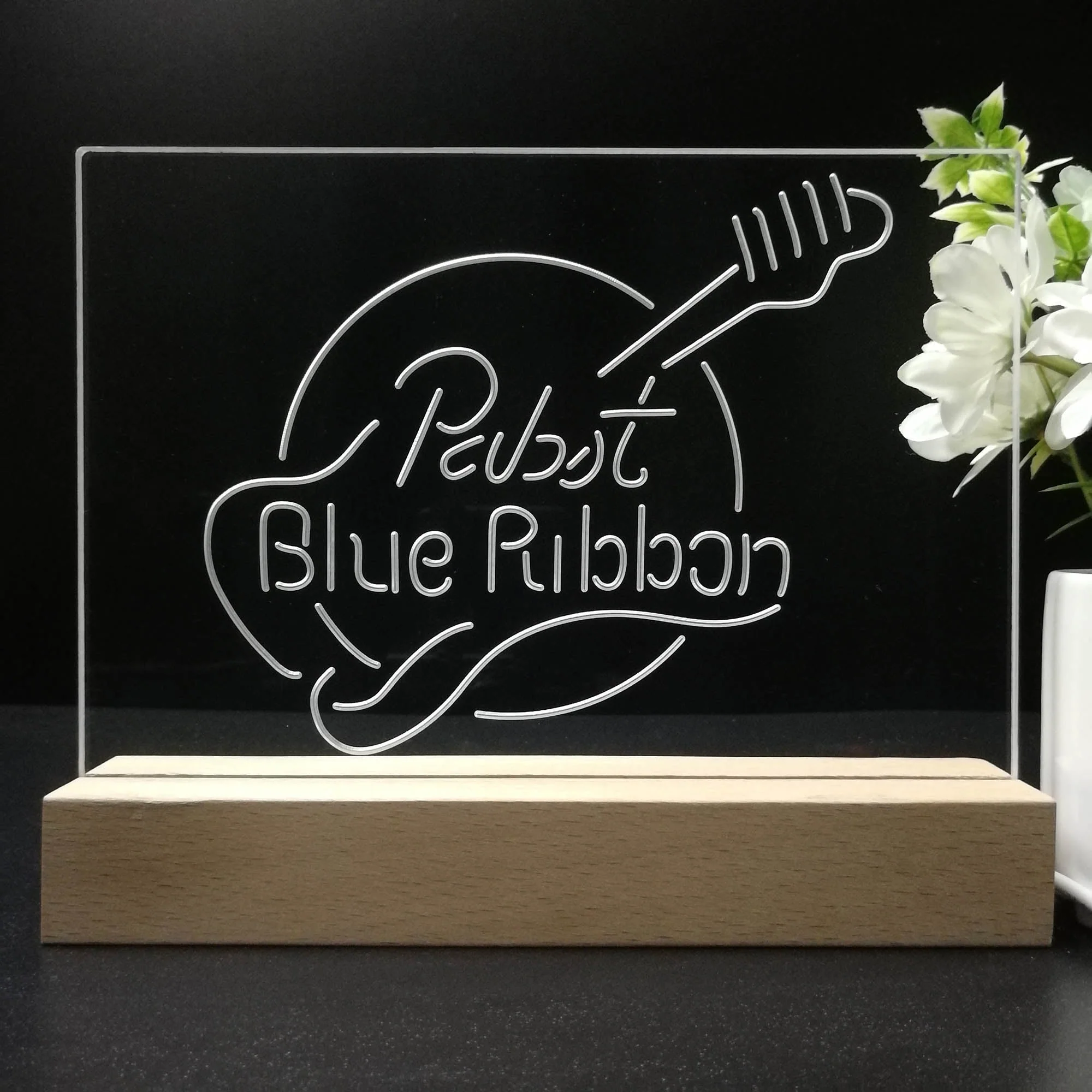 Pabst Blue Ribbon Guitar Neon Sign Pub Bar Decor Lamp - Image 8